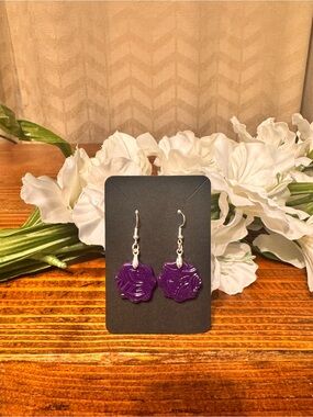 Purple Floral Boho Drop Earrings - Women Jewelry